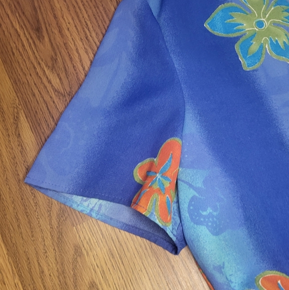 Vintage 80s Panache Floral Pleated Dress Blue Spring Size 14 Made in Canada A53 - Picture 11 of 15